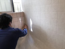 宇和島市　一般のお客様　浴室リフォーム・バスリペアタイル面防水フィルム・バスフロア・照明LED取付施工事例　　